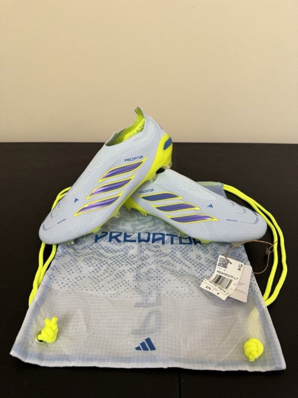 adidas Predator Elite Laceless FG Soccer Cleats Mens 9.5 Crystal Sky NWT